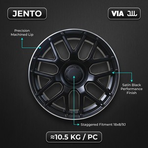 Cerchi in Lega JENTO 18 Pollici 8J 9J Sfalsati 5x112 ET42 ET45 CB66.6 Neri Lavorati a Macchina per Mercedes Audi A4 A6 VW Passat JWL VIA - Product Image 2