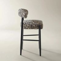 Tabourets de bar de luxe à imprimé zèbre, chaises de bar en bois massif, tabourets de comptoir, chaises hautes pour îlot de cuisine