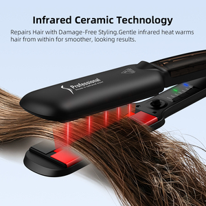 Fer à lisser professionnel <span class=keywords><strong>original</strong></span> pour salon de coiffure, lisseur vapeur infrarouge 2-en-1, vente en gros d'usine - Product Image 3