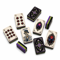 Jeu de Mahjong Gothique Style Américain, Tuiles de Mahjong de Luxe en Résine, Design Crâne Victorien, Jeu de Table Mahjong, Cadeau