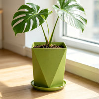 Pots à fleurs carrés en plastique PP avec trou de drainage, design durable de style américain, capacité de 2,02 L pour la décoration des plantes à la maison et au jardin