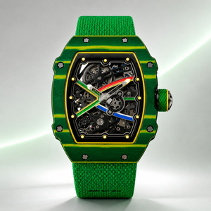 High-quality Black Carbon Fiber <b>Skeleton</b> <b>Automatic</b> <b>Watch</b> With Blue Fabric Strap - Product Image 5