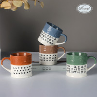Tasse à café en céramique peinte à la main SWT, cadeau élégant pour couple, idéale pour les étudiants et le bureau à domicile, pour le thé au lait et le petit-déjeuner