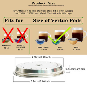 Tapa de acero inoxidable para tazas de cápsulas de café Vertuline, piezas de cafetera con carcasa de acero 304 - Product Image 4