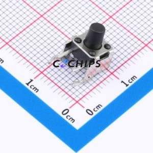 GT-TC101B-H080-L1 Tactile Switch Through hole,6x7.5mm Switch Single Pole Single Throw Round Button 2.5N Right Angle Insert - Product Image 1