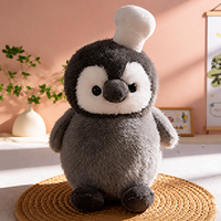 Fournisseur en gros de jouets en peluche : Pingouin en tissu polaire corail doux avec chapeau de chef, 8 pouces, pour machine à grue, jeu d'arcade, cadeau, prix