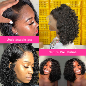 Pelucas <span class=keywords><strong>de</strong></span> <span class=keywords><strong>cabello</strong></span> humano rizado profundo brasileño prearrancado transparente 13x4 peluca Frontal <span class=keywords><strong>de</strong></span> encaje <span class=keywords><strong>cabello</strong></span> Remy Peluca <span class=keywords><strong>de</strong></span> Bob corto <span class=keywords><strong>de</strong></span> onda profunda - Product Image 5