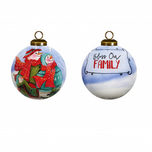 Ornamento di vetro soffiato a bocca dipinta a mano HMS pupazzo di neve benedizione della famiglia per la palla di natale e le decorazioni dell'albero - Product Image 3