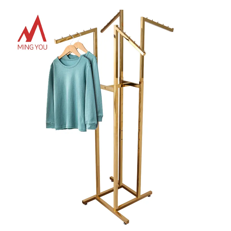 Einzelhandel geschäft Leuchte Hängende Kleidung Custom Shop Design Metall Gold Kleidung Kleid Display Rack