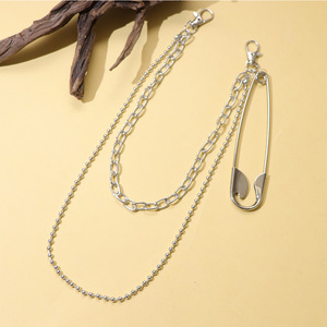 European Fashion Trend Double Layer Metal Waist Chain With <b>Large</b> Brooch Pendant For Daily Wear Hip Hop Style - Product Image 2