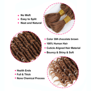 Chưa Qua Chế Biến Trinh Nữ Tự Nhiên Sâu Sóng Số Lượng Lớn Bện Boho Bện Xoăn Trinh Nữ Số Lượng Lớn Tóc Con Người Cho Bện Phần Mở Rộng Tóc Người - Product Image 2