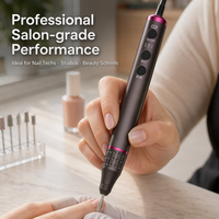 Machine à ongles rechargeable, mini perceuse à ongles portative, 3 vitesses, marche avant/arrière, corps métallique, kit d'outils de manucure pour salon de beauté