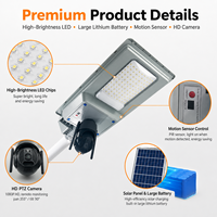 NOUVEAU MODÈLE 400W 1200W Lampadaire Solaire avec Caméra 4G WiFi CCTV Surveillance PTZ Capteur Radar Intelligent Éclairage de Sécurité Extérieur