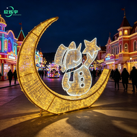 Décoration de Noël géante en 3D avec motif de lune, bonhomme de neige, cerf, Père Noël, sculpture lumineuse LED, décoration de rue, affichage commercial