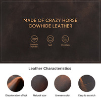 Étui de rangement classique pour lunettes en cuir Crazy Horse, étui portable en cuir PU avec quatre compartiments pour le voyage