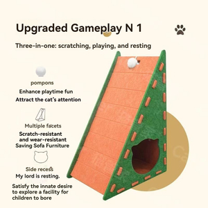 Lit grattoir vertical triangulaire pour chat avec feutre - Gain de place en coin, durable pour la protection des meubles - Product Image 3