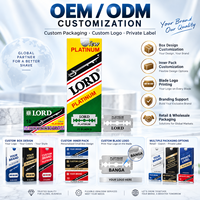 Lames de rasoir de sécurité à double tranchant avec logo personnalisé OEM, revêtement platine, acier inoxydable de qualité supérieure, rasage sûr du visage, emballage à marque privée