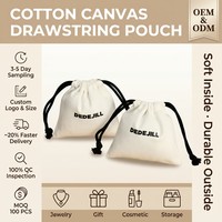 Pochette en toile de coton personnalisée avec cordon de serrage, sac cadeau pour bijoux, impression de logo, OEM ODM, directement de l'usine