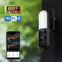 Caméra PTZ à double objectif FC4 6MP avec projecteur, vision nocturne couleur, suivi humain, 240 degrés, IP66, audio bidirectionnel, sirène