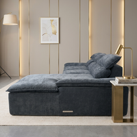 Canapé-lit modulaire en velours capitonné de luxe moderne en forme de L pour hôtel et villa, mobilier confortable pour salon avec livraison rapide