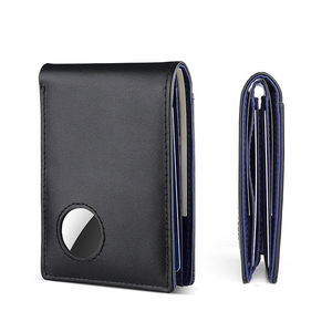 Portefeuille fin en cuir PU, porte-cartes, bifold, anti-RFID, pour poche avant, compatible avec AirTag, idéal pour les voyages - Product Image 1