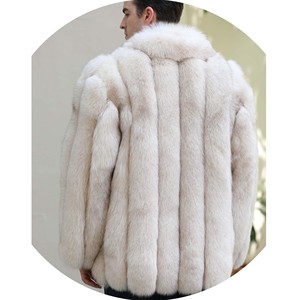 Manteaux en fourrure de renard pour hommes, fourrure épaisse spéciale, col <span class=keywords><strong>long</strong></span>, blanc chaud d'hiver, vente en gros OEM - Product Image 3