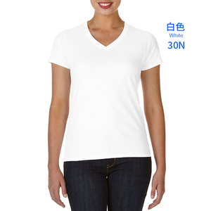 T-shirt décontracté pour femme à col en V 100 % coton, écologique, impression numérique personnalisée, vente en gros, t-shirts vierges unis pour filles - Product Image 3