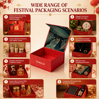 Boîte cadeau pliante de luxe rouge festive personnalisée avec rabat magnétique, emballage en carton à feuille d'or, fabricant en gros