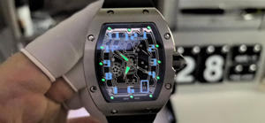 6701 फैशन चांदी अल्ट्रा-पतली स्वचालित यांत्रिक घड़ी उच्च अंत व्यवसाय देखता है लक्जरी खेल कार्बन फाइबर रबर पॉइंटर आकर्षण - Product Image 2