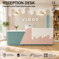 Comptoir de réception moderne et durable en bois pour maternelle, éducation préscolaire, garderie, centre commercial, hôtel, personnalisable