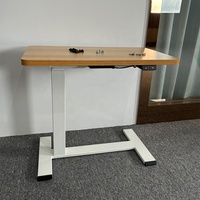 Table de chevet électrique réglable en hauteur OTi avec roulettes et batterie au lithium (usage hospitalier et domestique), Burlywood/blanc