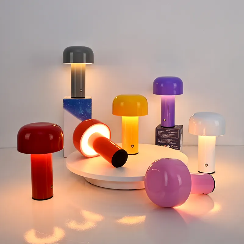 นักออกแบบสมัยใหม่จากอิตาลี สีต่างๆ โคมไฟตั้งโต๊ะแบบหรี่แสงได้แบบสัมผัส ห้องนอน ไฟกลางคืน LED โคมไฟเห็ด