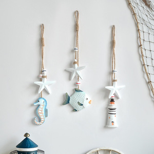 Ocean Themed Wooden Animal Pendant <b>Wall</b> <b>Decor</b> Coastal Style Home <b>Decor</b> Hanging Items For Kids Rooms Living Room Bedroom - Product Image 3