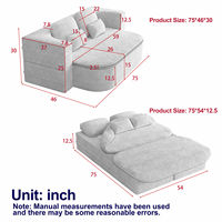 Canapé-lit pliable sur mesure avec rangement dissimulé, canapé convertible en tissu pour projets hôteliers et d'appartements (OEM)