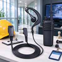 Headset Mikrofon PTT dengan Earhook Putar dan Earpiece Radio Dua Arah Handsfree, Kompatibel dengan Radio Kenwood