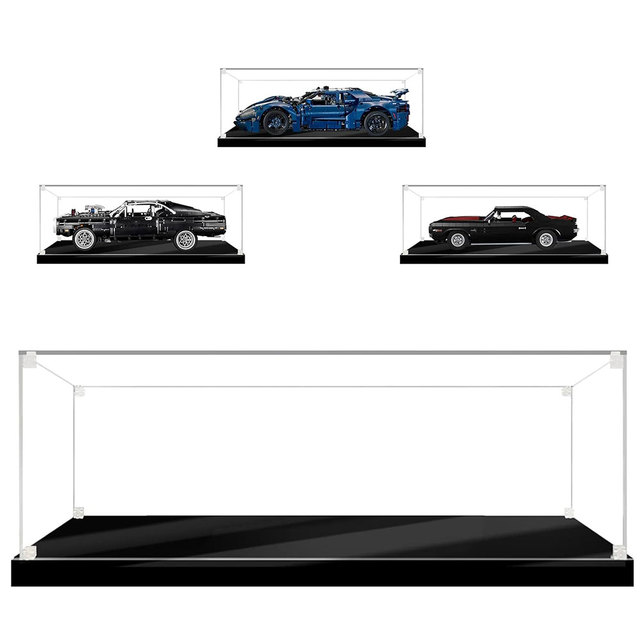 Factory Custom Size clear Acrylic Display Box with Black Base Transparent PMMA Acrylic Cover Case for Figure and Car Model Case