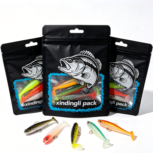 Sacs à appâts de pêche imprimés sur mesure avec fermeture éclair, pochette autoportante et fenêtre transparente pour leurres souples en plastique - Product Image 2