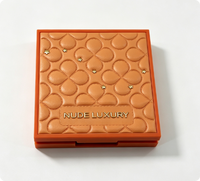 Palette de fards à paupières carrée vide à 4 compartiments avec miroir intégré, en plastique ABS plaqué or, cosmétique portable