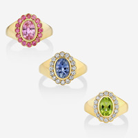 Maßgefertigter Schmuck 18K Vergoldete Ovale Zirkon-Blumen-Halo-Ringe Vintage Cocktail-Schmuck Farbenfrohe Geschenke für Frauen Großhandel OEM ODM