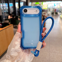 Coque de téléphone 3-en-1 antichoc transparente couleur bonbon avec lanière pour iPhone 17 Air 16 15 14 Plus 13 Pro Max