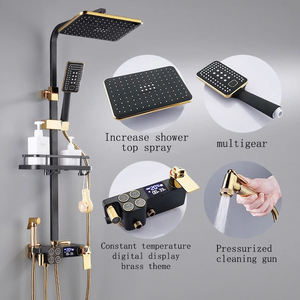 Robinet mitigeur de baignoire en or noir avec ensemble de <span class=keywords><strong>douche</strong></span> thermostatique Robinet en acier inoxydable élégant pour salle de bain luxueuse - Product Image 6