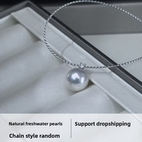 Pendentif en perle Edison de 9 à 13 mm, lustre métallique rond, collier en perle d'eau douce blanche de haute qualité, style reine des neiges, bijoux fins
