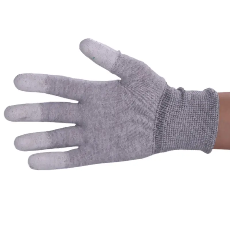 Gute Qualität Graue Polyester Allzweck-Arbeits handschuhe mit Polyurethan-Beschichtung finger