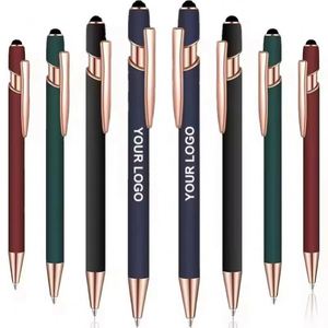 Rubber Rose <b>Gold</b> Parts Metal Stylus Touch Ball <b>Pen</b> With Printed Laser Engraved Brand Logo for Office Business Promo Gift - Product Image 5