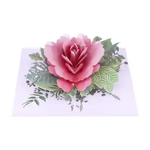 Winpsheng vendita calda stampa personalizzata peonia felice festa della mamma 3d bouquet di fiori pop up card