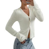 Grenzüberschreitende, weiche, dehnbare, figurbetonte Freizeit-Strickjacke mit Knöpfen, Herbst 2026, europäisch-amerikanische Neuheit, V-Ausschnitt, Kunstpelz