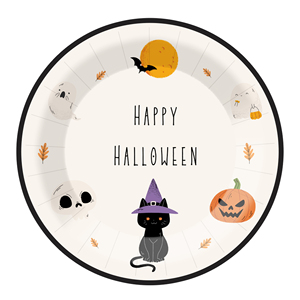 DAMAI Happy Halloween Festival Theme Little Ghost and Pumpkin Disposable Paper Dinner Plates Dessert Plates Tableware Sets - Product Image 4