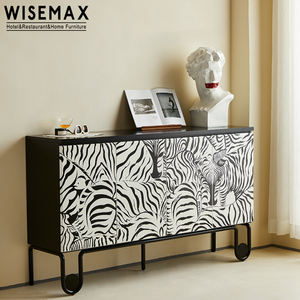 WISEMAX ריהוט יוקרה עיצוב מוצק עץ מזנון סלון דקור ריהוט ארון זברה פס קונסולת עץ טלוויזיה קבינט - Product Image 1
