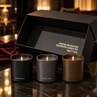 3er-Pack Quadratische Glasgefäße Duftende Sojawachs-Kerzen Geschenkset mit Eigenem Logo Private Label für Hochzeit Weihnachten Diwali Heimdekoration
