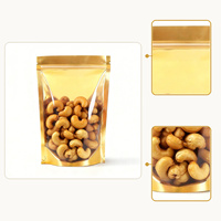 Sachets d'emballage alimentaire semi-transparents personnalisés avec fermeture éclair et impression dorée pour fruits secs, thé aux fleurs, appâts pour poissons